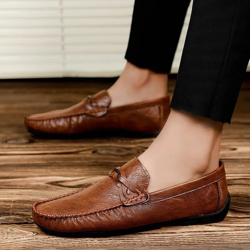 Mens Party Loafers Shoes Pu Leather Prom Round Toe Working Anti-Slip Non Slip Shoe Slip On
