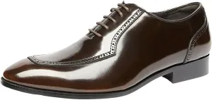 Men's Patent Leather Lace Up Brogue Oxford Shoes Fashion Pointed Toe Non Slip Tuxedo Dress Shoes Comfort Prom Weddings Formal Shoes