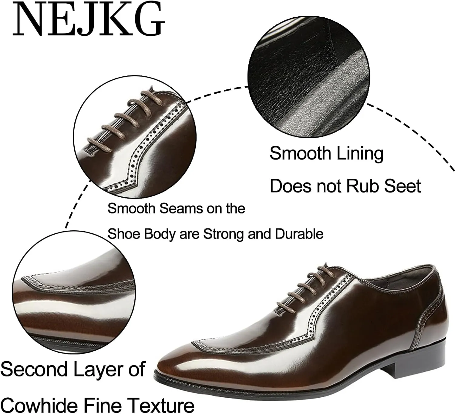 Men's Patent Leather Lace Up Brogue Oxford Shoes Fashion Pointed Toe Non Slip Tuxedo Dress Shoes Comfort Prom Weddings Formal Shoes