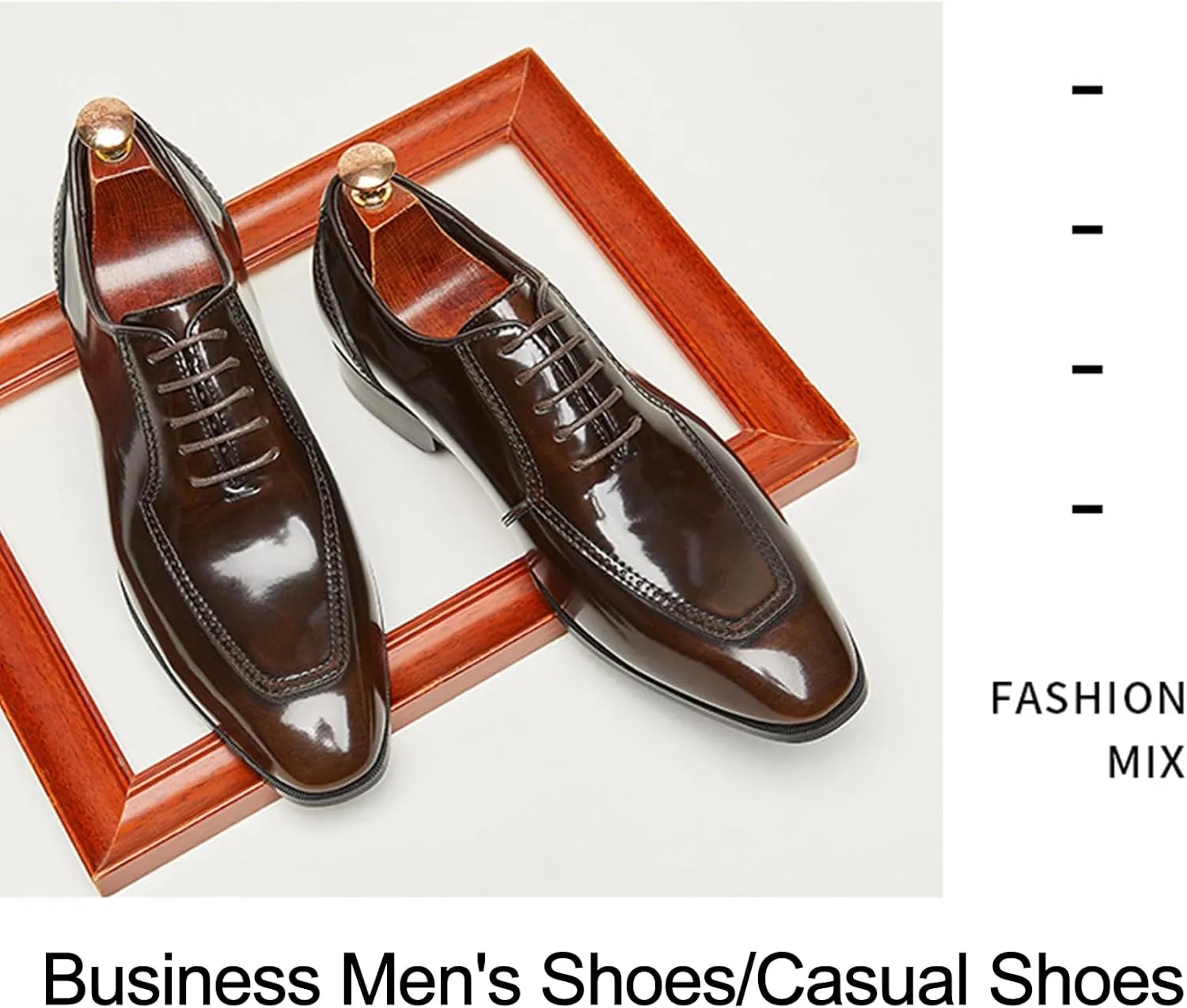 Men's Patent Leather Lace Up Brogue Oxford Shoes Fashion Pointed Toe Non Slip Tuxedo Dress Shoes Comfort Prom Weddings Formal Shoes