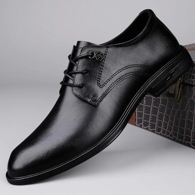 Mens Platform Oxford Shoes Leather Dress Shoes Thick Sole Business Casual Shoes for Work Comfortable(7)