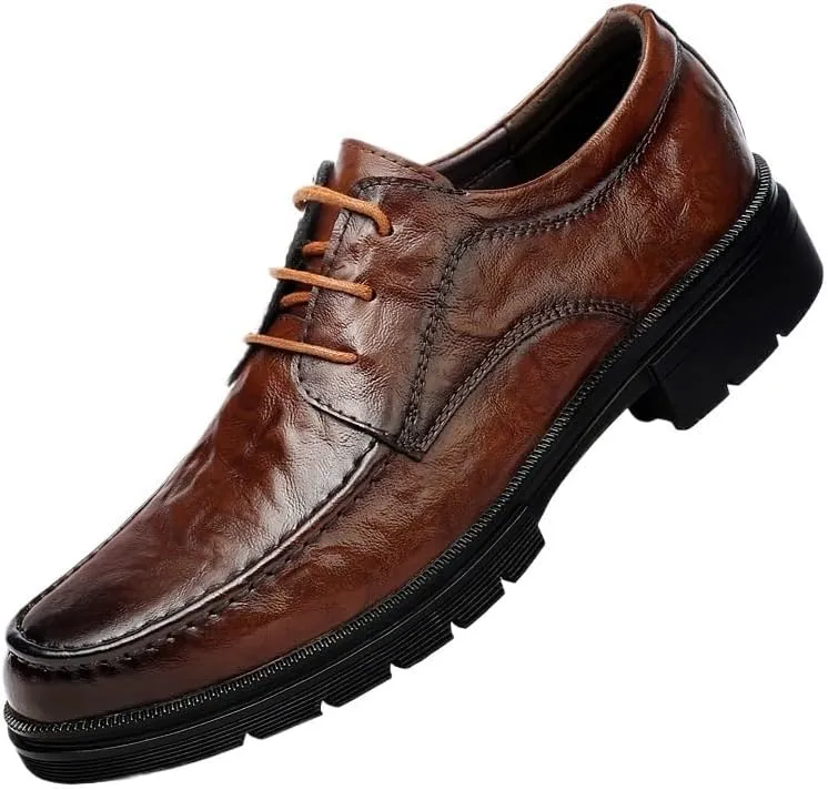 Mens Pointed Toe Oxford Shoes Leather Lace Up Dress Shoes Slim Fit Business Formal Shoes for Wedding Work(9.5)