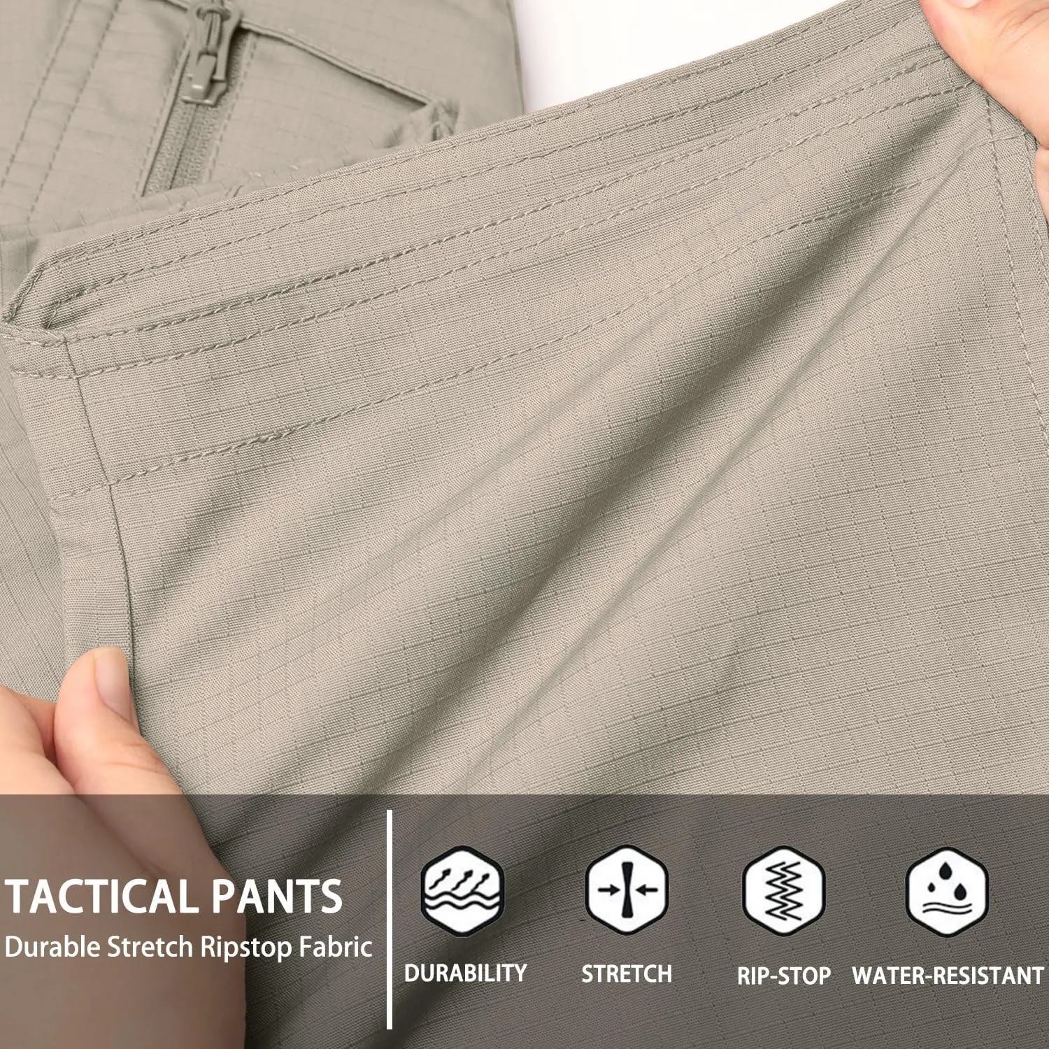 Men's Ripstop Tactical Pants Water Resistant Stretch Cargo Pants Lightweight EDC Hiking Work Pants