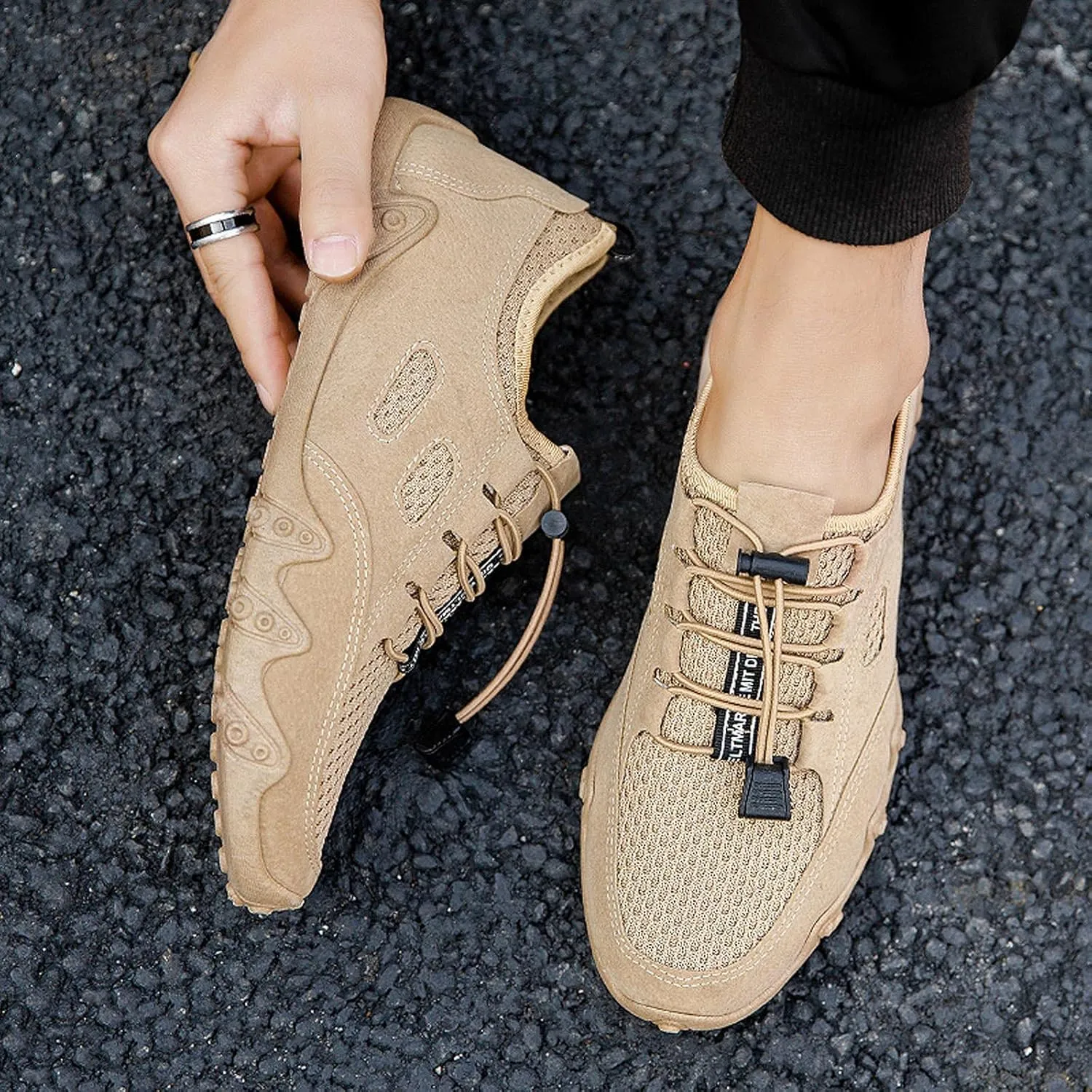 Mens Running Shoes Non-Slip Barefoot Footwear Wading Sneakers Slip On Platform Casual Trainers Comfortable Sneaker Mesh Lightweight Breathable Outdoor Shoes
