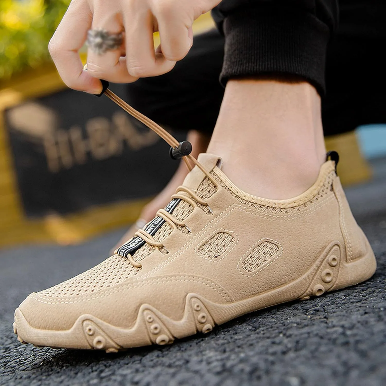 Mens Running Shoes Non-Slip Barefoot Footwear Wading Sneakers Slip On Platform Casual Trainers Comfortable Sneaker Mesh Lightweight Breathable Outdoor Shoes