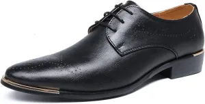 Mens Shoes Plain Toe Leather Oxford Formal Business Casual Cap Toe Dress Shoes for Men