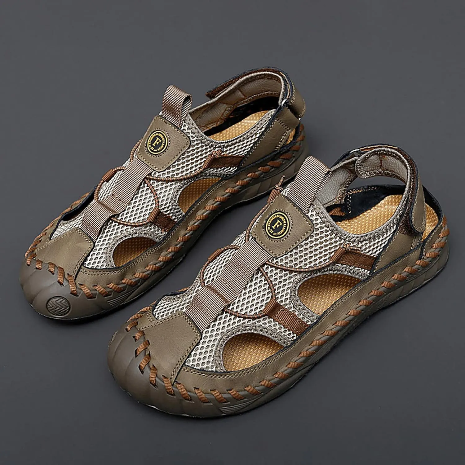 Mens Slip On Sandals Size Sandals For Men New Summer Hollow Out Leather Slippers Mens Leather Slide Sandals