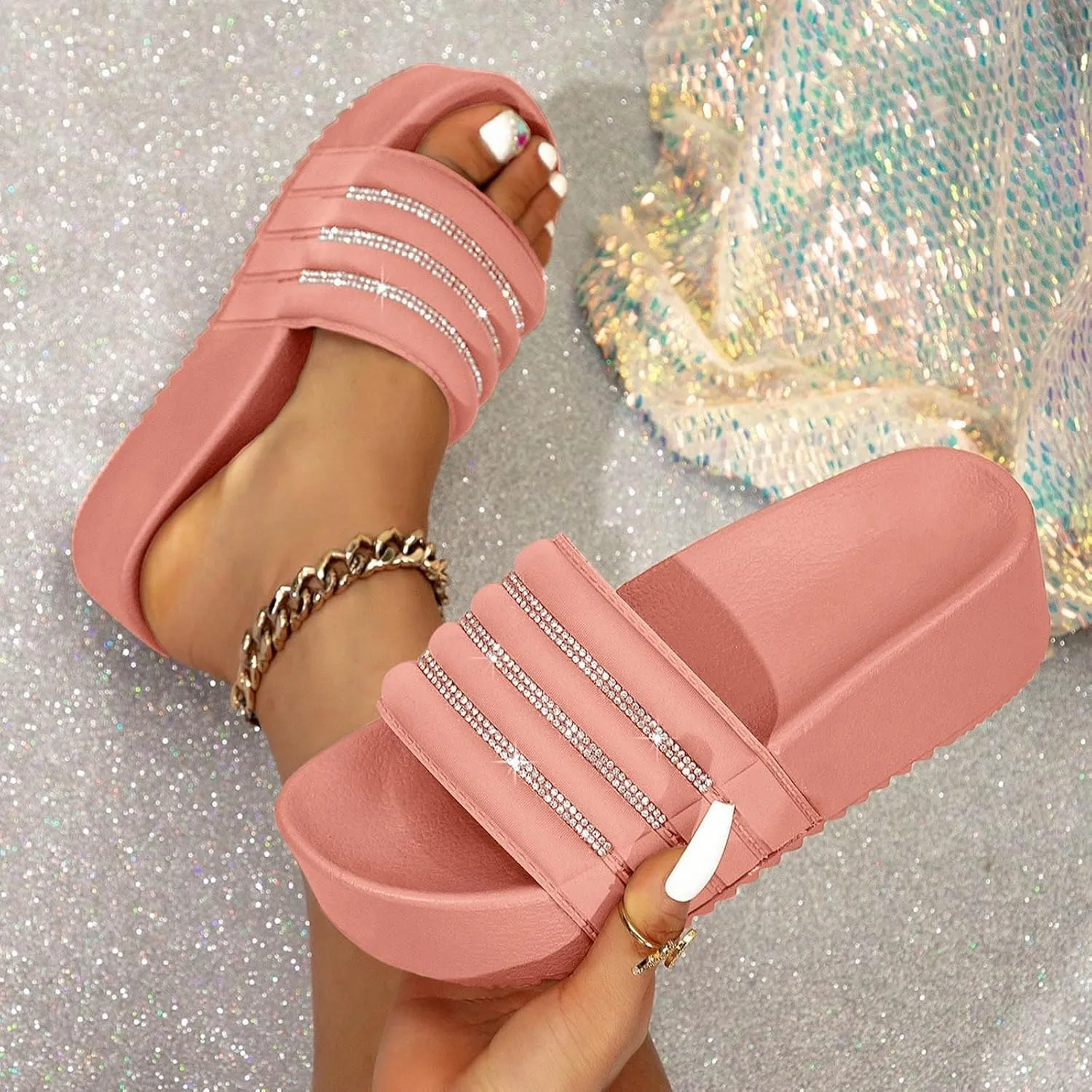 Mens Slippers Shower Shoes Women Bathroom Slippers Men Slides for Women Public Travel Ultra Comfort