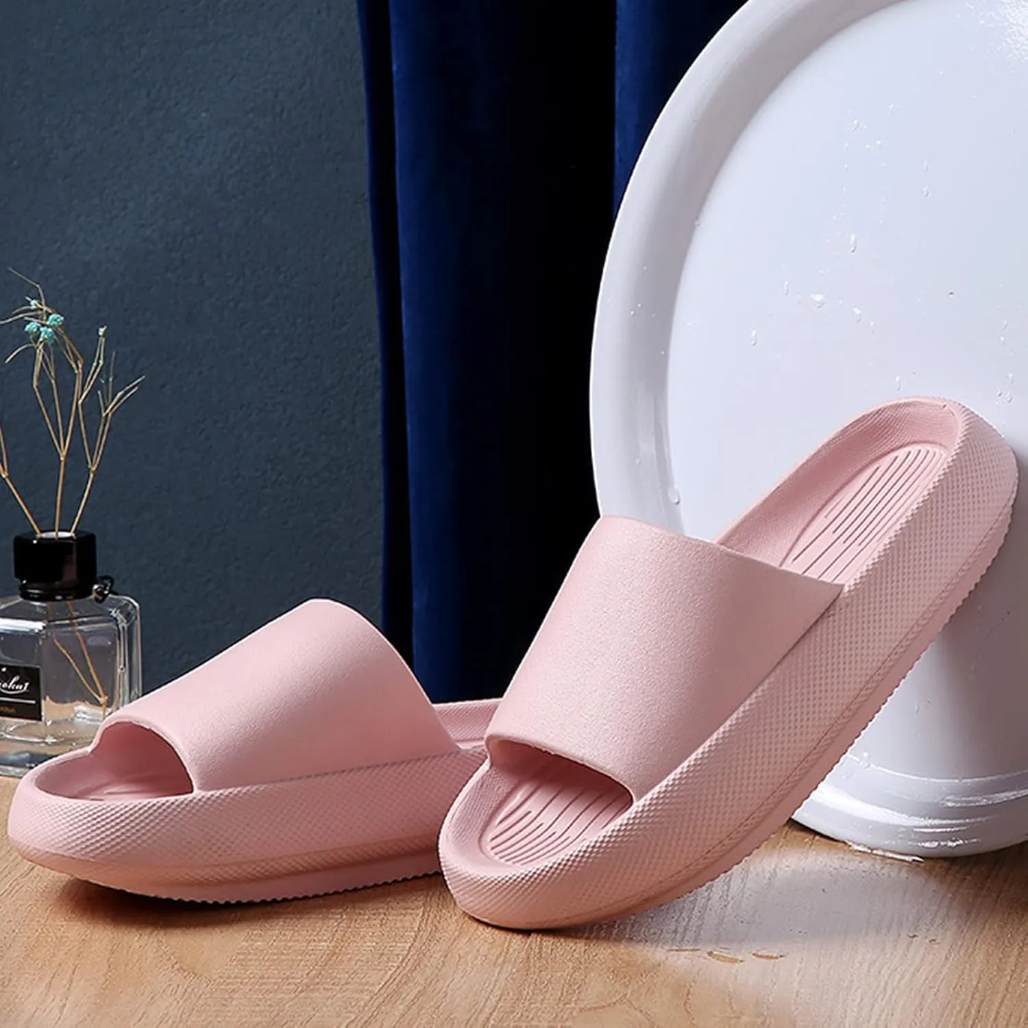 Mens Slippers Shower Shoes Women Bathroom Slippers Men Slides for Women Public Travel Ultra Comfort