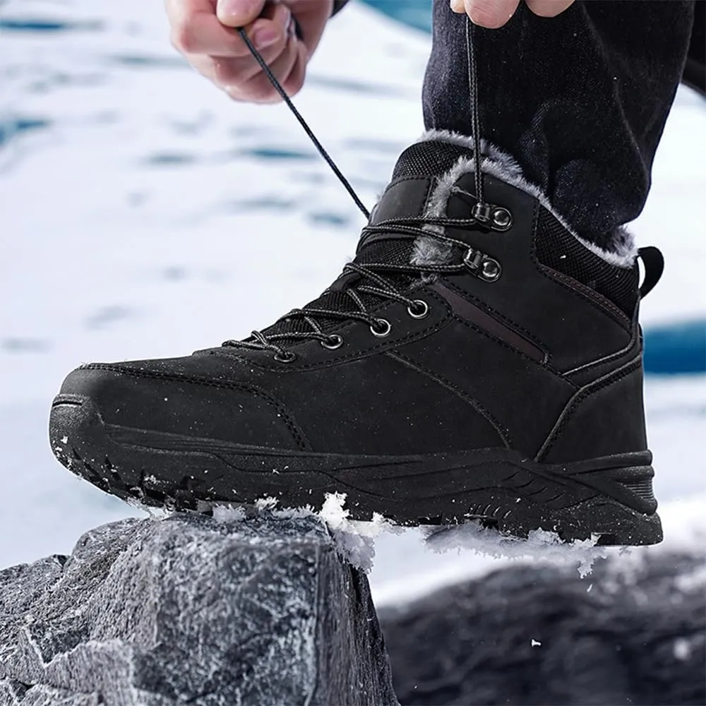 Men's Snow Boots Winter Outdoor Shoes Warm Fur Lined Hiking Waterproof Anti-Slip Lightweight Ankle Booties