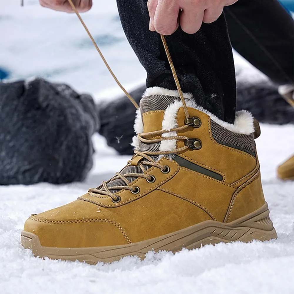Men's Snow Boots Winter Outdoor Shoes Warm Fur Lined Hiking Waterproof Anti-Slip Lightweight Ankle Booties