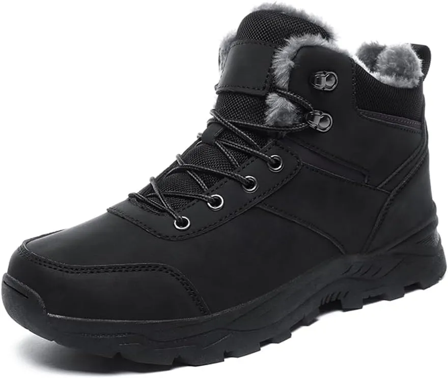 Men's Snow Boots Winter Outdoor Shoes Warm Fur Lined Hiking Waterproof Anti-Slip Lightweight Ankle Booties