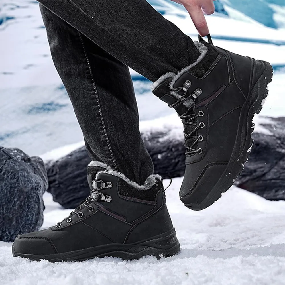 Men's Snow Boots Winter Outdoor Shoes Warm Fur Lined Hiking Waterproof Anti-Slip Lightweight Ankle Booties
