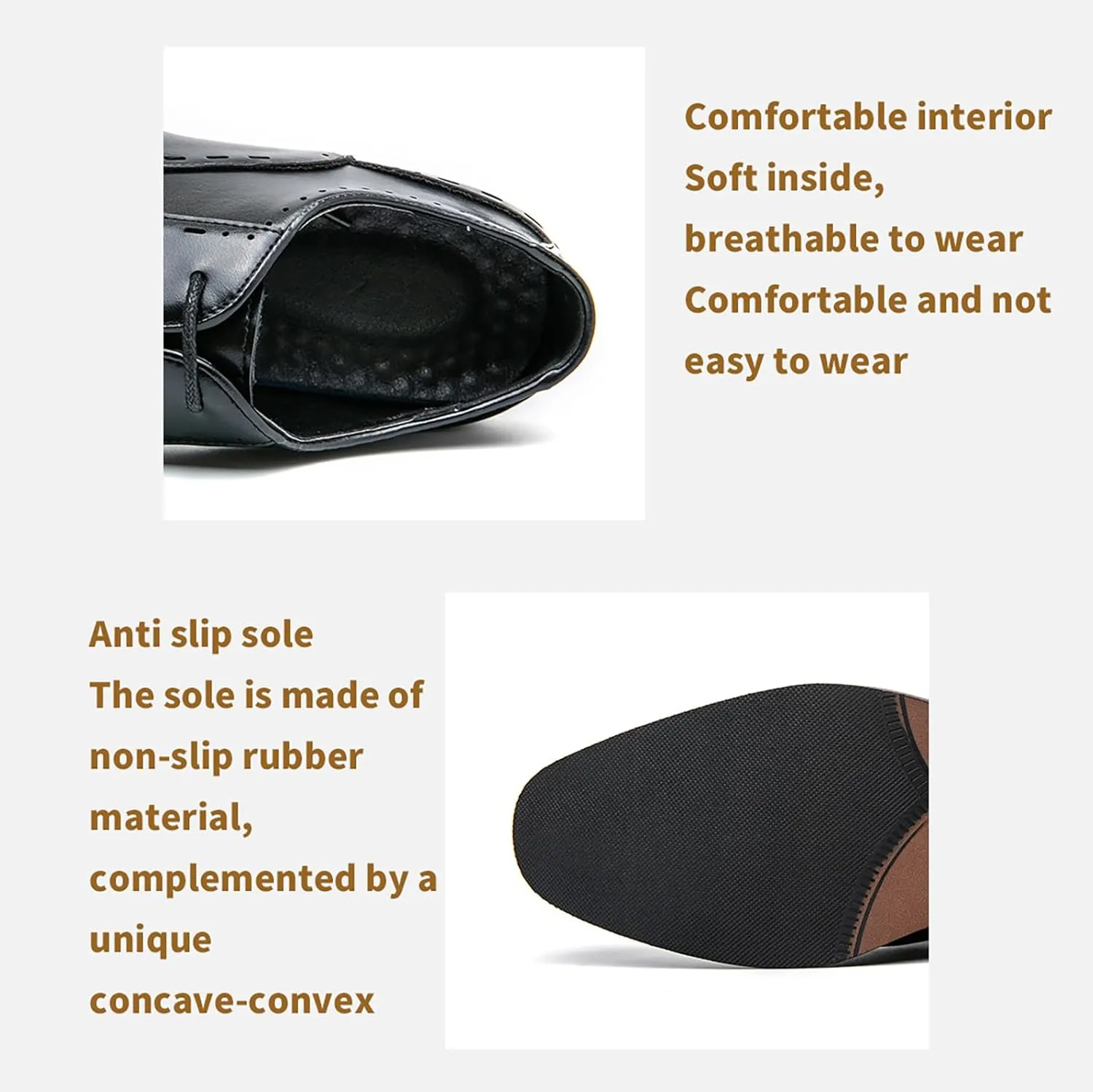 Men's Stitching Leather Lace-Up Dress Oxford Shoes Business Party Formal Shoes Comfortable Anti-Slip Pointed Toe Causal Shoes