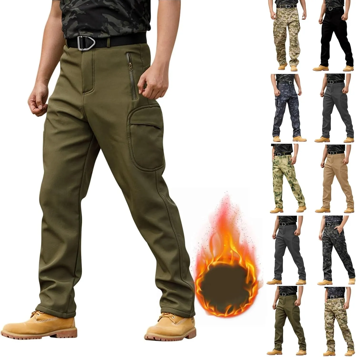 Mens Tactical Pants with Pockets Waterproof Ripstop Overalls Lightweight Work Hiking Pants Outdoor Camo Combat Pants