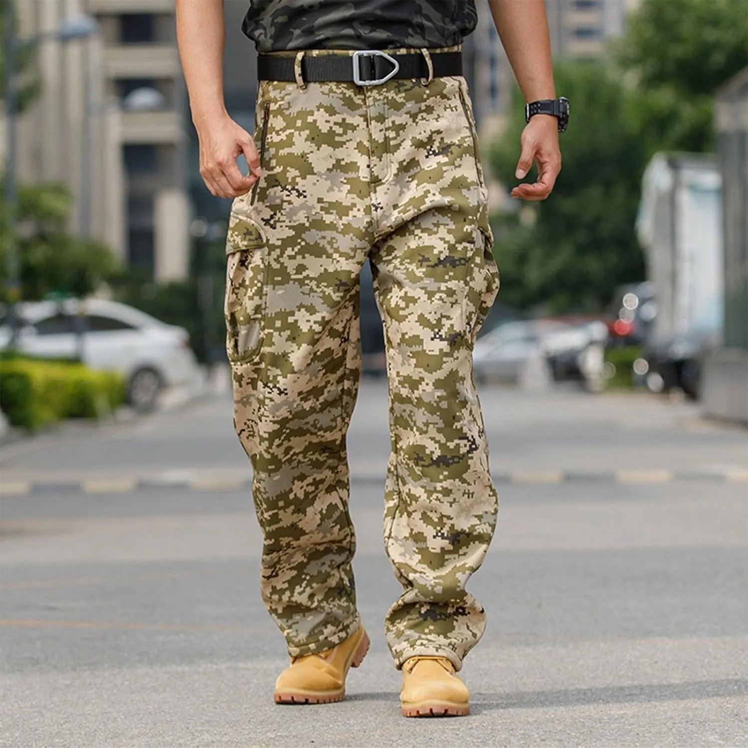 Mens Tactical Pants with Pockets Waterproof Ripstop Overalls Lightweight Work Hiking Pants Outdoor Camo Combat Pants