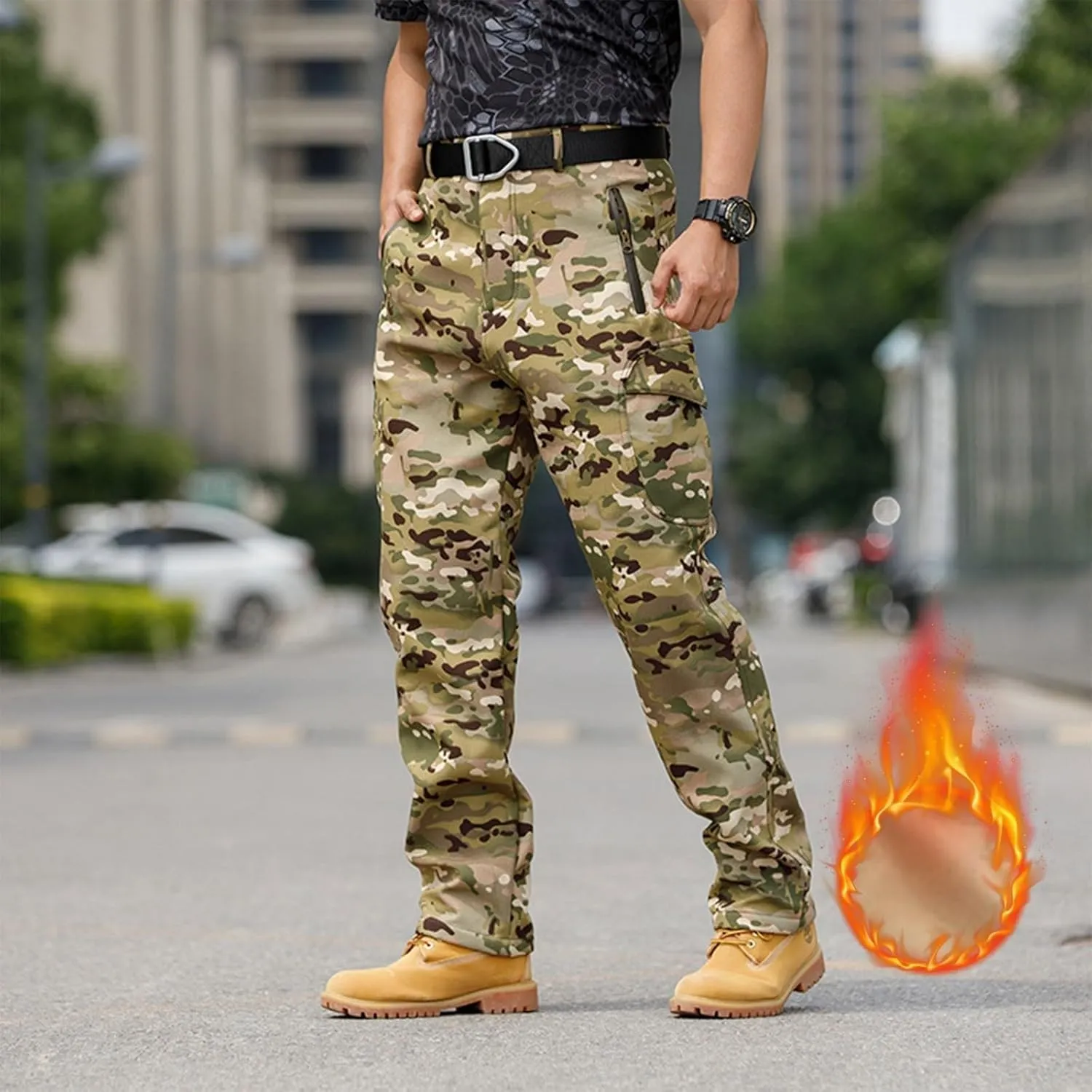 Mens Tactical Pants with Pockets Waterproof Ripstop Overalls Lightweight Work Hiking Pants Outdoor Camo Combat Pants