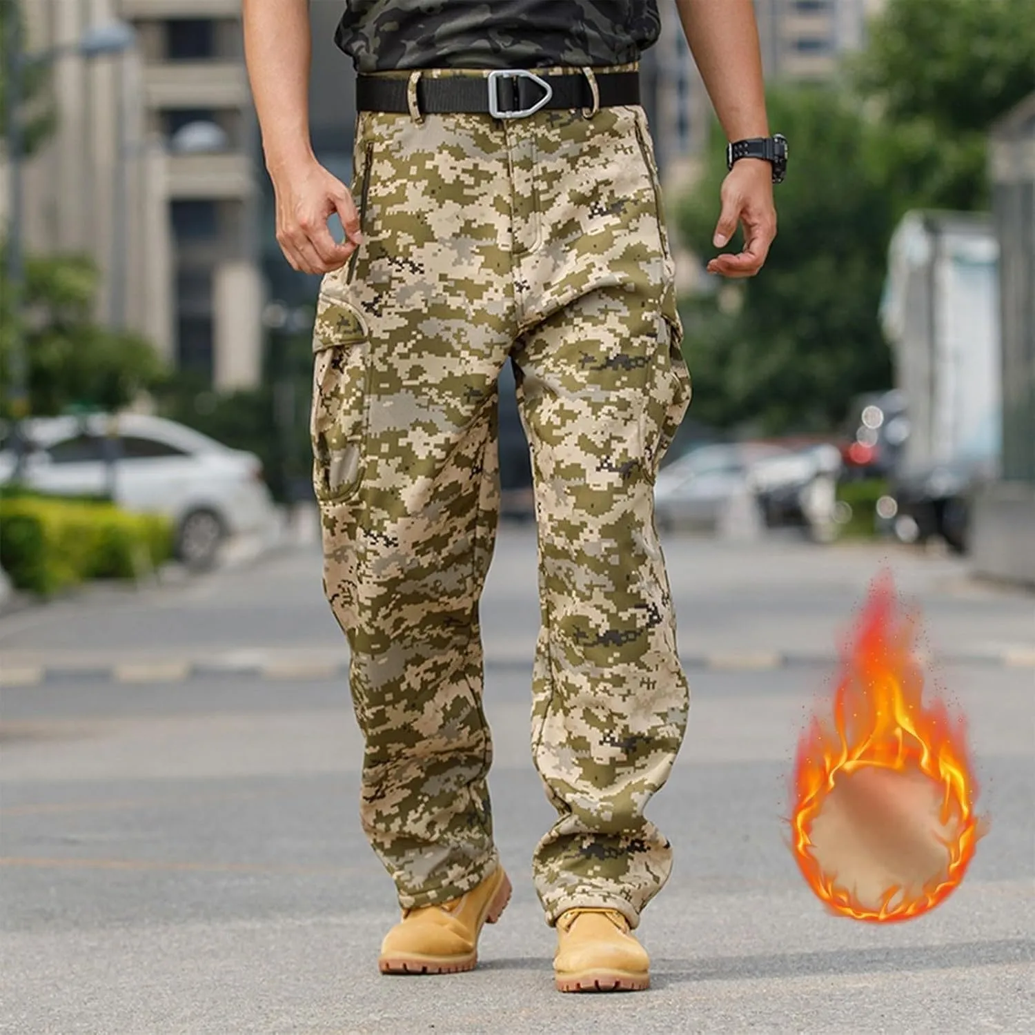 Mens Tactical Pants with Pockets Waterproof Ripstop Overalls Lightweight Work Hiking Pants Outdoor Camo Combat Pants