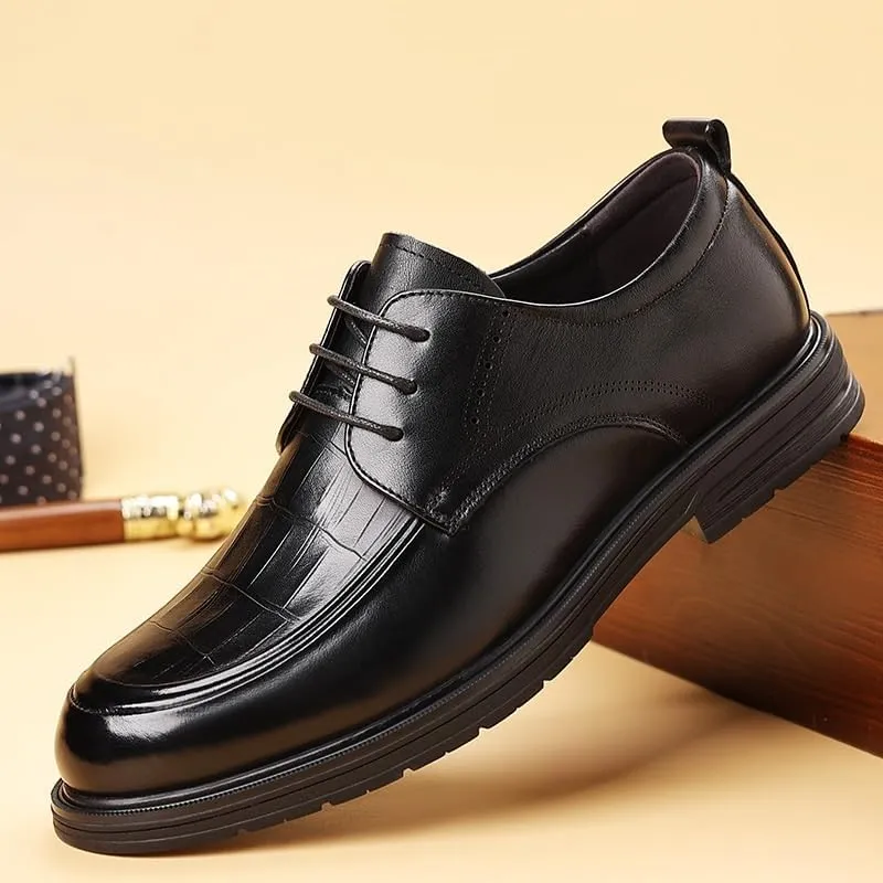 Men's Wingtip Brogue Oxfords Classic Round Toe Shiny Checkered Comfortable Dress Loafers for Men