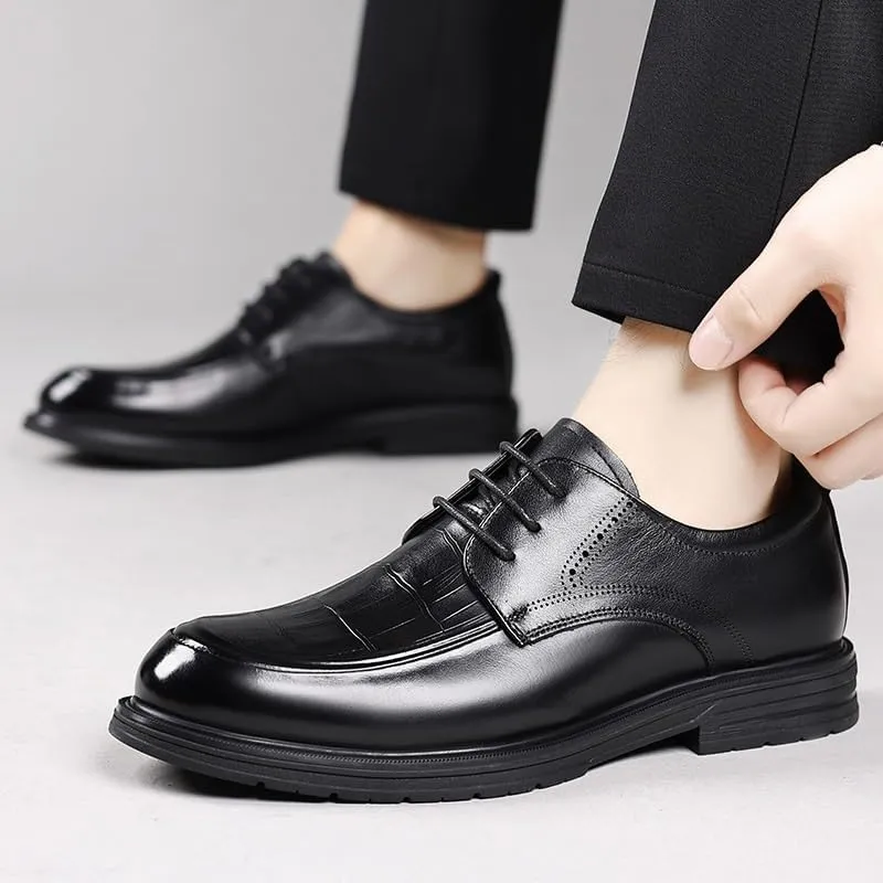Men's Wingtip Brogue Oxfords Classic Round Toe Shiny Checkered Comfortable Dress Loafers for Men