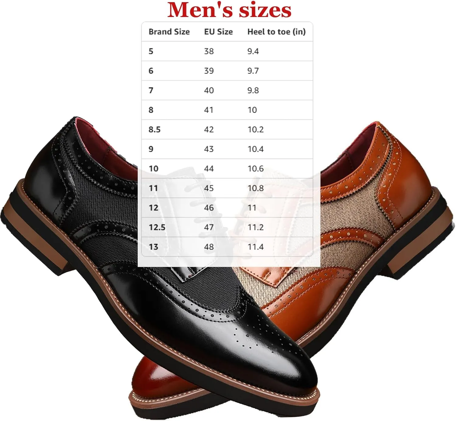 Men's Wingtip Oxford Dress Shoes Color Matching Punched Brogues Tuxedo Oxfords Comfortable Business Leather Shoes
