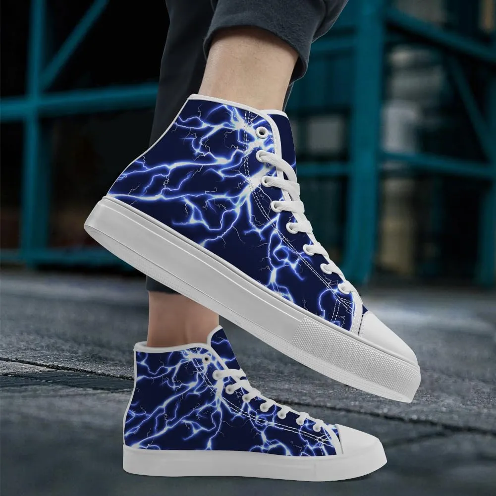 Men's Women's Lightning Shoes High Top Canvas Sneakers Lace Up Casual Shoes