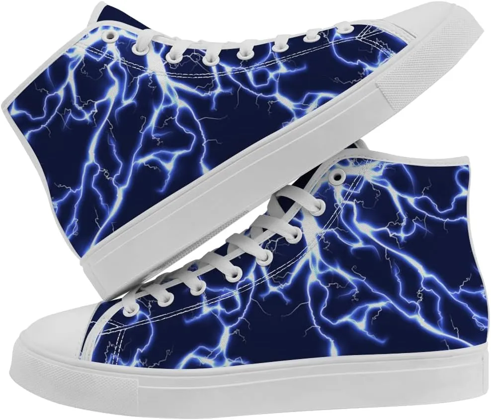 Men's Women's Lightning Shoes High Top Canvas Sneakers Lace Up Casual Shoes