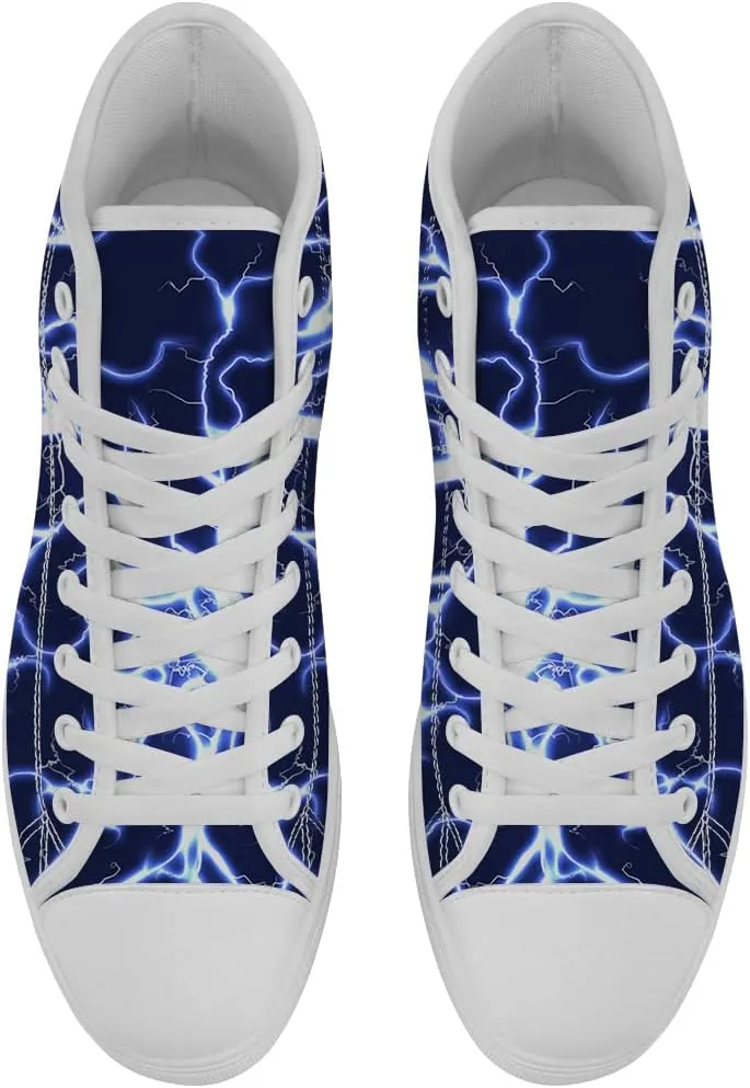Men's Women's Lightning Shoes High Top Canvas Sneakers Lace Up Casual Shoes