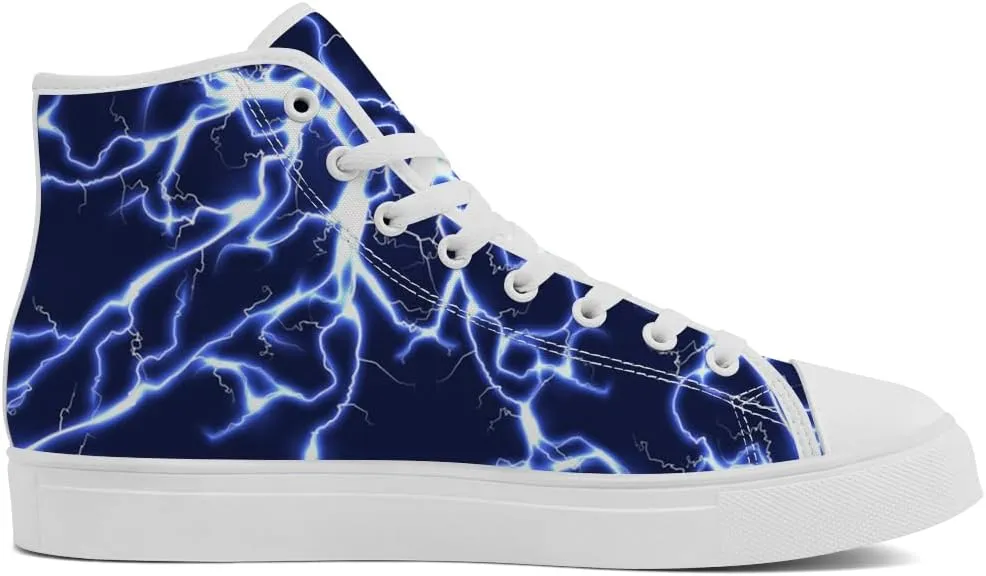 Men's Women's Lightning Shoes High Top Canvas Sneakers Lace Up Casual Shoes