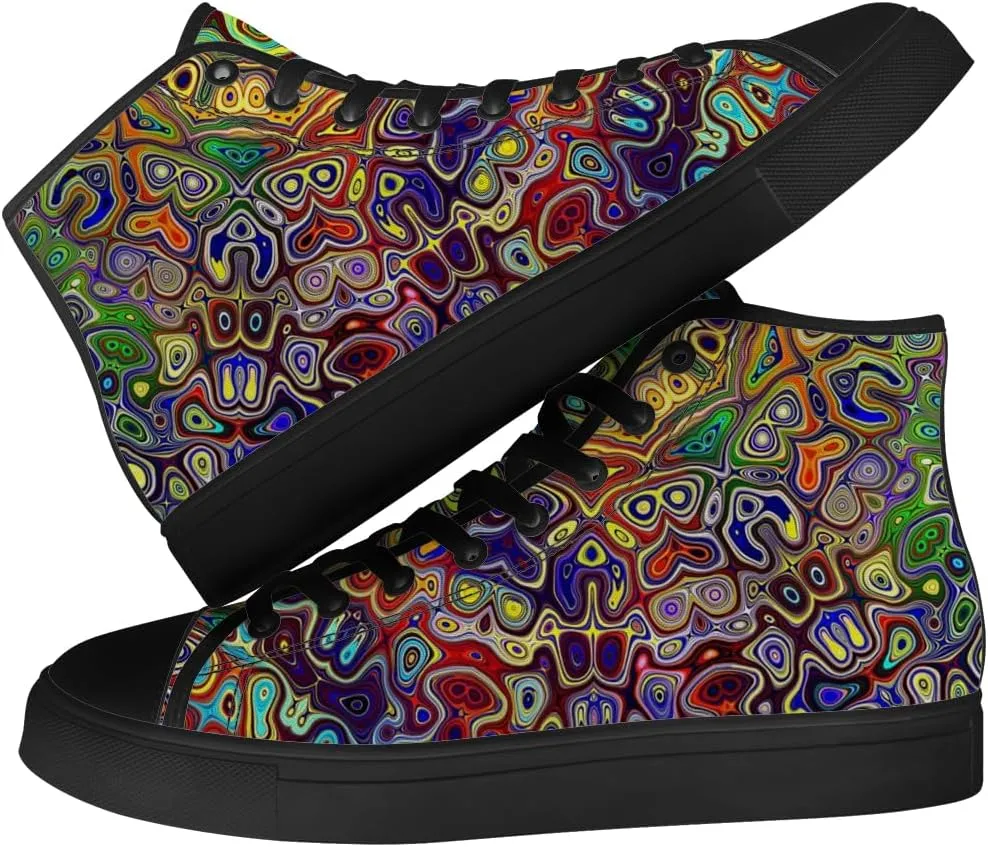 Men's Women's Psychedelic High Top Canvas Shoes Trippy High Top Sneakers Lace Up Casual Shoes Gifts for Dad Mom