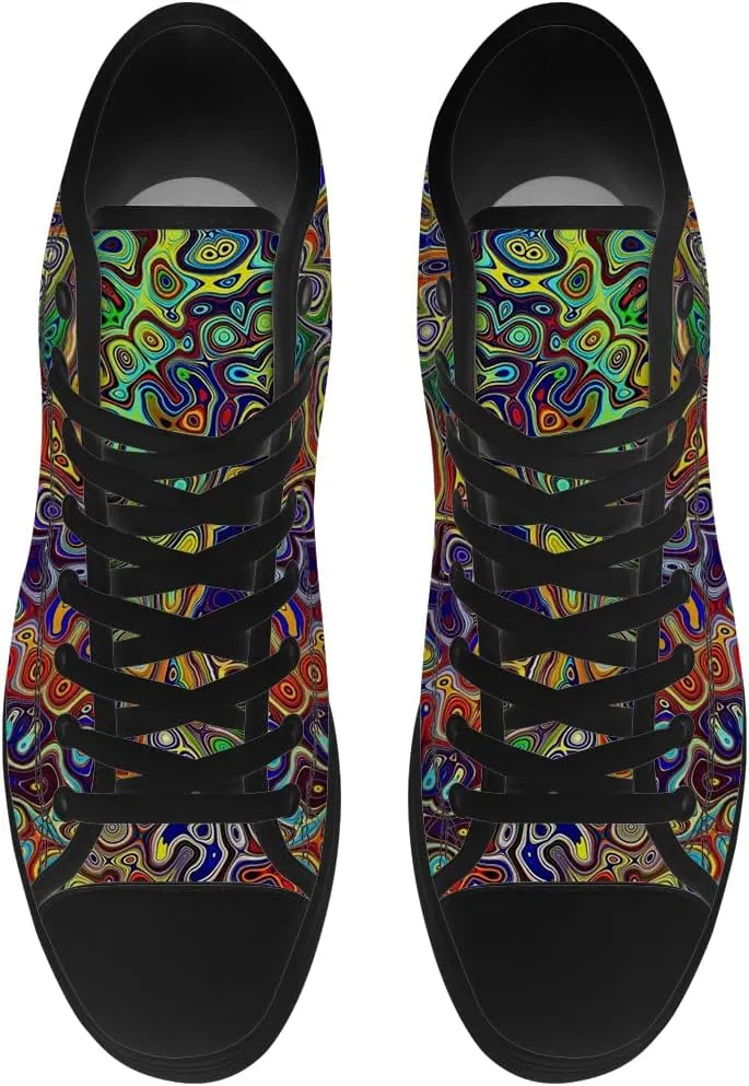 Men's Women's Psychedelic High Top Canvas Shoes Trippy High Top Sneakers Lace Up Casual Shoes Gifts for Dad Mom