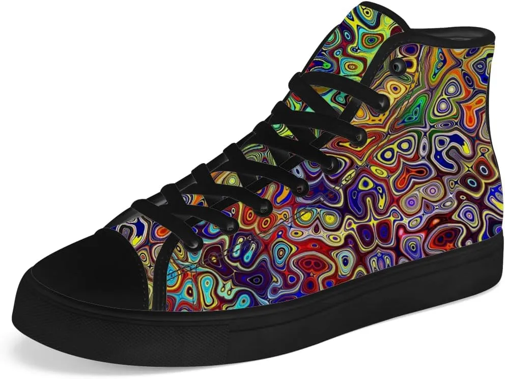 Men's Women's Psychedelic High Top Canvas Shoes Trippy High Top Sneakers Lace Up Casual Shoes Gifts for Dad Mom