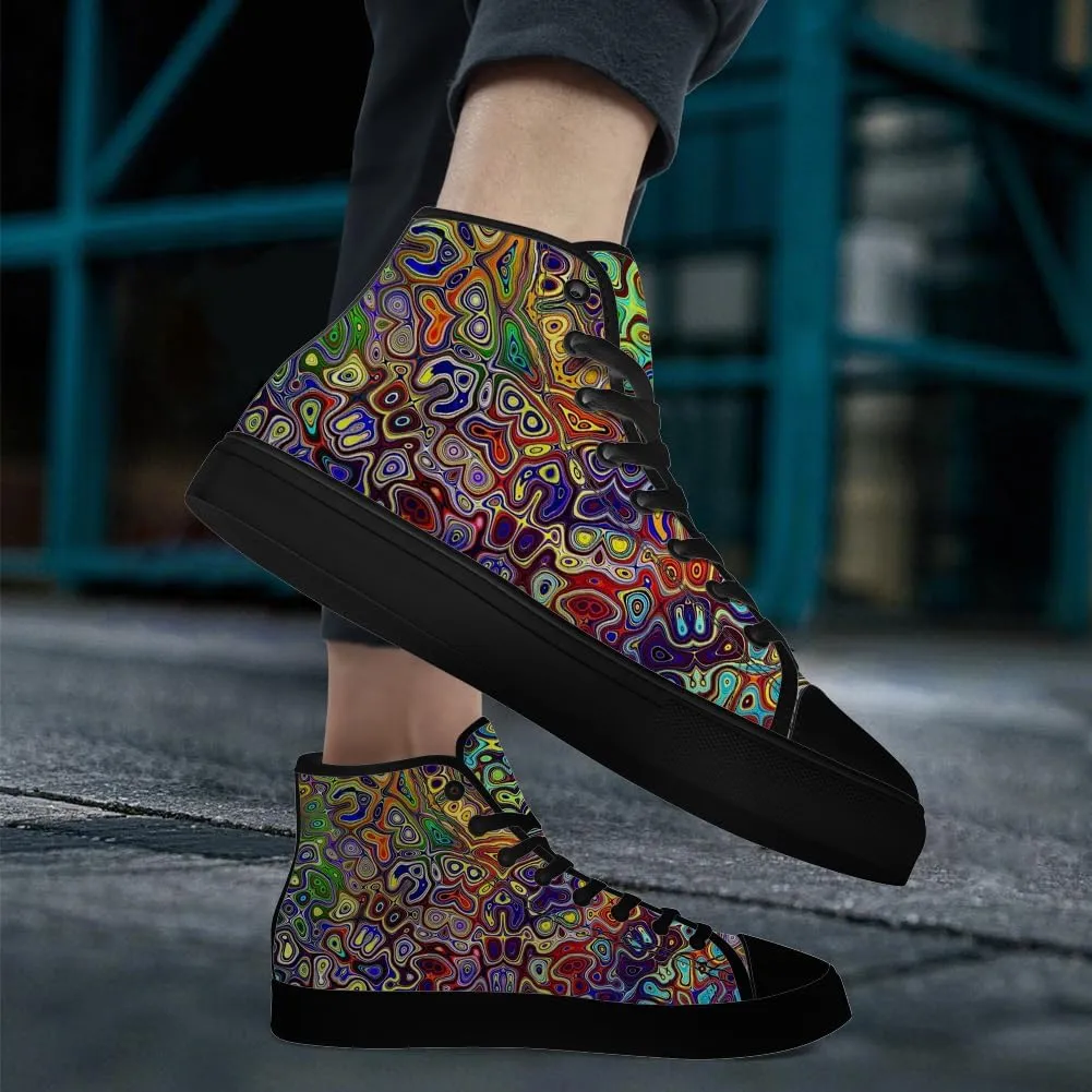 Men's Women's Psychedelic High Top Canvas Shoes Trippy High Top Sneakers Lace Up Casual Shoes Gifts for Dad Mom