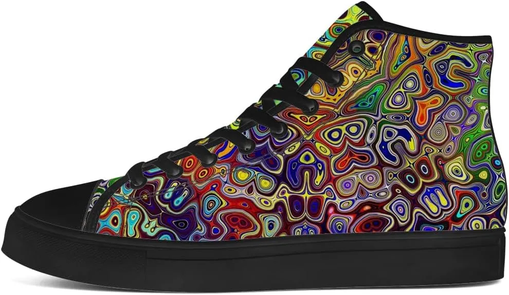 Men's Women's Psychedelic High Top Canvas Shoes Trippy High Top Sneakers Lace Up Casual Shoes Gifts for Dad Mom