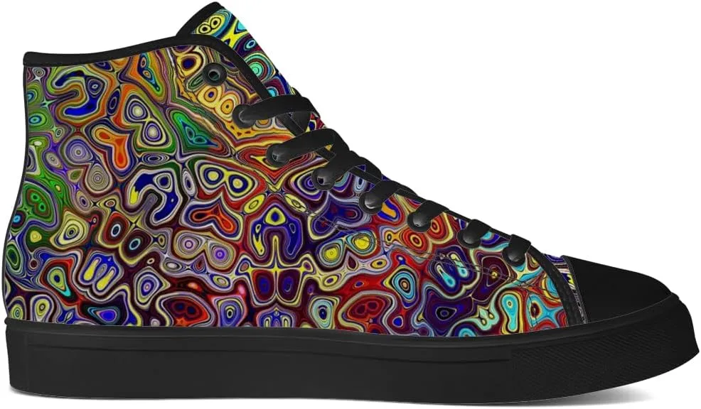 Men's Women's Psychedelic High Top Canvas Shoes Trippy High Top Sneakers Lace Up Casual Shoes Gifts for Dad Mom