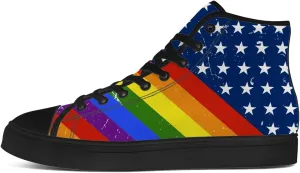 Men's Women's Rainbow High Top Canvas Shoes LGBT High Top Sneakers Lace Up Casual Shoes Gifts for Men Women