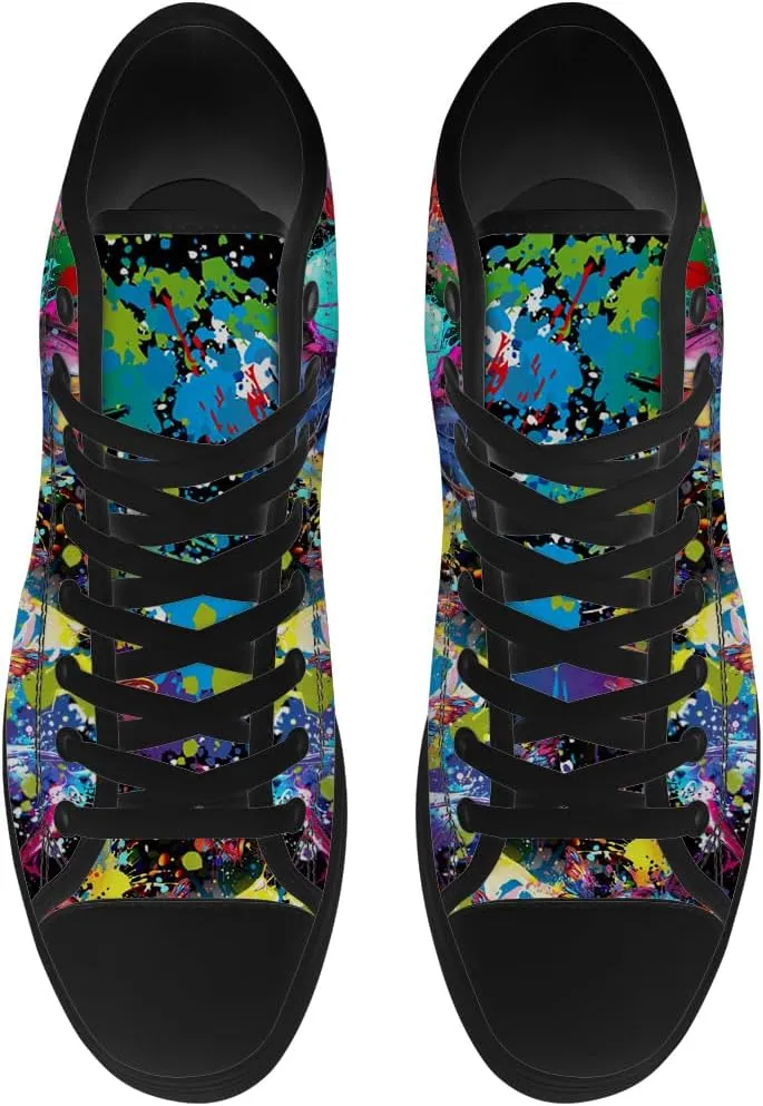 Men's Women's Skull High Top Canvas Shoes Butterfly High Top Sneakers Lace Up Casual Shoes Gifts for Men Women