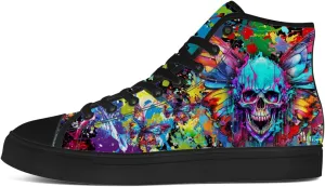 Men's Women's Skull High Top Canvas Shoes Butterfly High Top Sneakers Lace Up Casual Shoes Gifts for Men Women