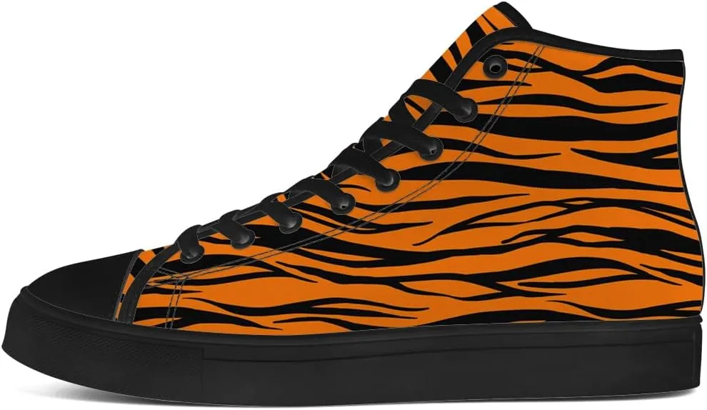 Men's Women's Tiger Print High Top Canvas Shoes High Top Sneakers Lace Up Casual Shoes Gifts for Men Women