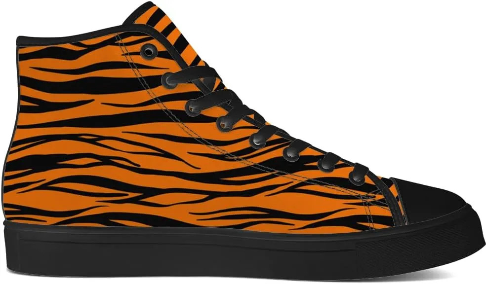 Men's Women's Tiger Print High Top Canvas Shoes High Top Sneakers Lace Up Casual Shoes Gifts for Men Women