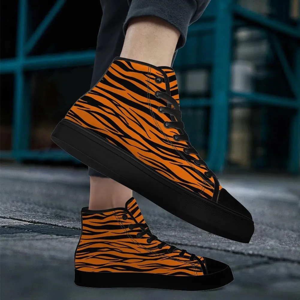 Men's Women's Tiger Print High Top Canvas Shoes High Top Sneakers Lace Up Casual Shoes Gifts for Men Women