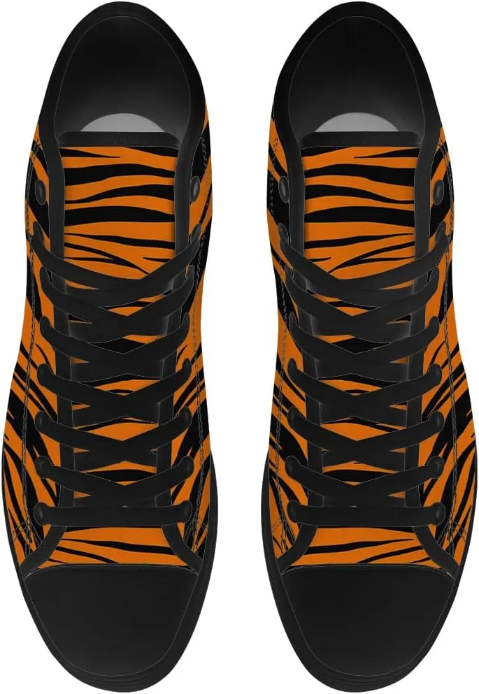 Men's Women's Tiger Print High Top Canvas Shoes High Top Sneakers Lace Up Casual Shoes Gifts for Men Women