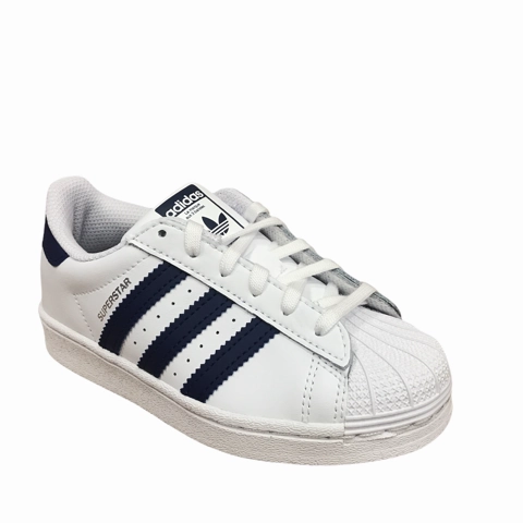 Adidas sneakers bassa per ragazzi Superstar C GZ2884 bianco-blu 3D Heel Clutch System
