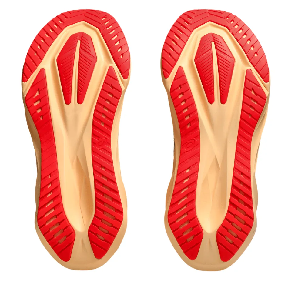 ASICS Men's NOVABLAST 5 Running Shoes in Midnight/Orange Glow AW25 running in a coral reef area shoes