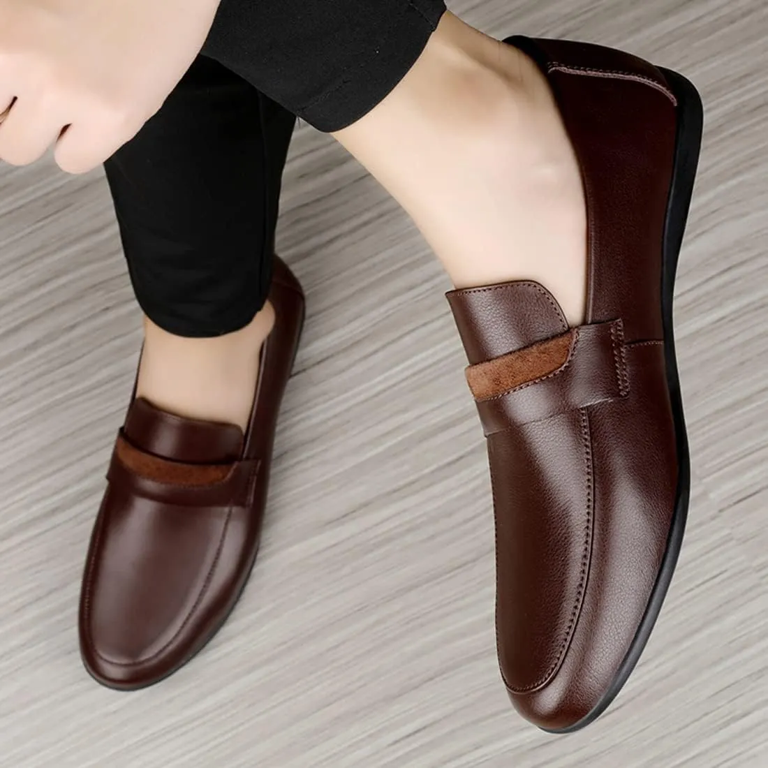 Minishion Anti-Slip Casual Soft Driving Loafers Dress Shoes 0319#