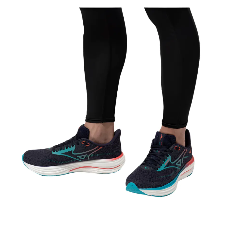 Mizuno Men's Wave Rider 29 Running Shoes in Odyssey Gray/Capri Breeze/Calypso Coral AW25 Balance - improving