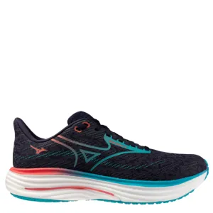 sports shoes Motivational Quotes Mizuno Men's Wave Rider 29 Running Shoes in Odyssey Gray/Capri Breeze/Calypso Coral AW25