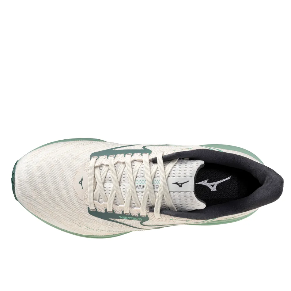 Bounce Reduction Mizuno Men's Wave Rider 29 Running Shoes in Snow White/Bistro Green/Cr??me De Menthe AW25