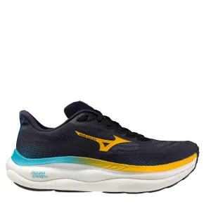 Durable Rubber Pods unique - running Mizuno Men's Wave Sky 9 Running Shoes in Baritone Blue/Citrus/Capri Breeze AW25