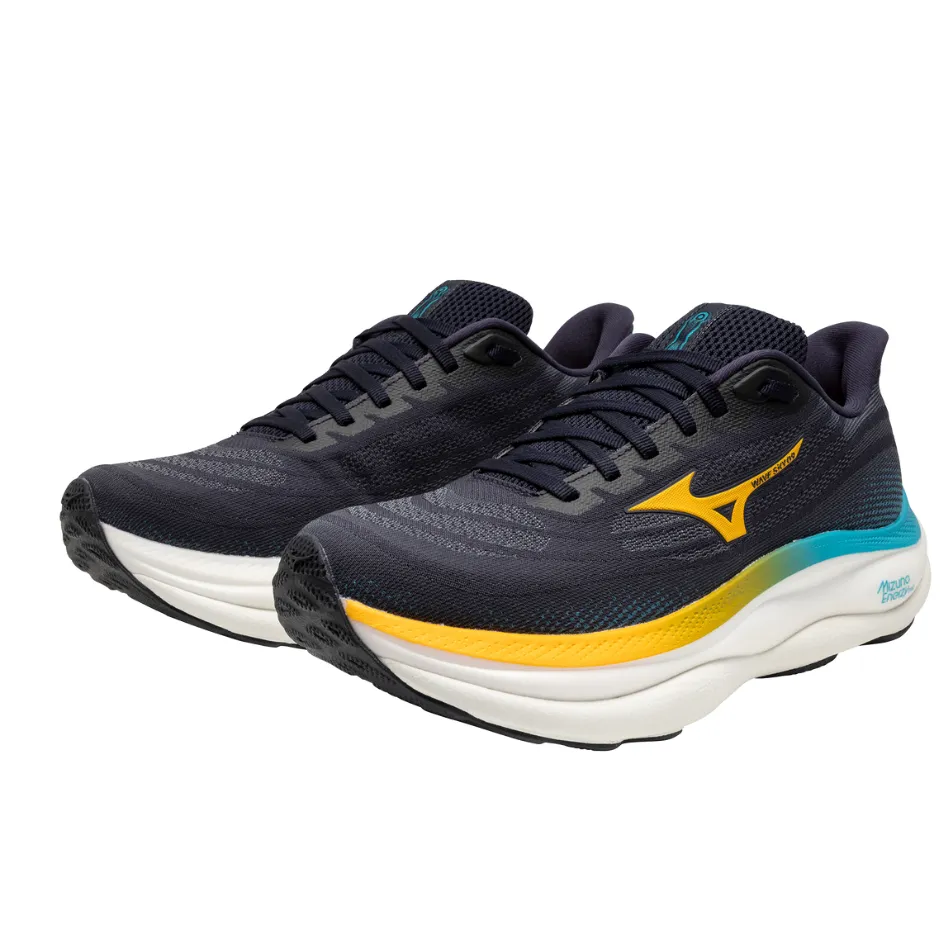 multi - sport shoes Mizuno Men's Wave Sky 9 Running Shoes in Baritone Blue/Citrus/Capri Breeze AW25